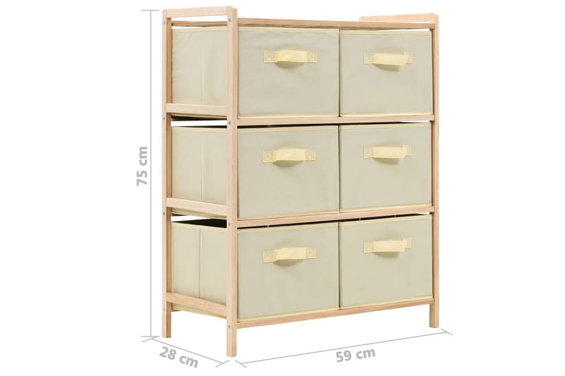 Opbevaringsstativ Med 6 Stofkurve Cedertræ Beige - Beige - Opbevaring - Hylder & Reoler - Stigereol