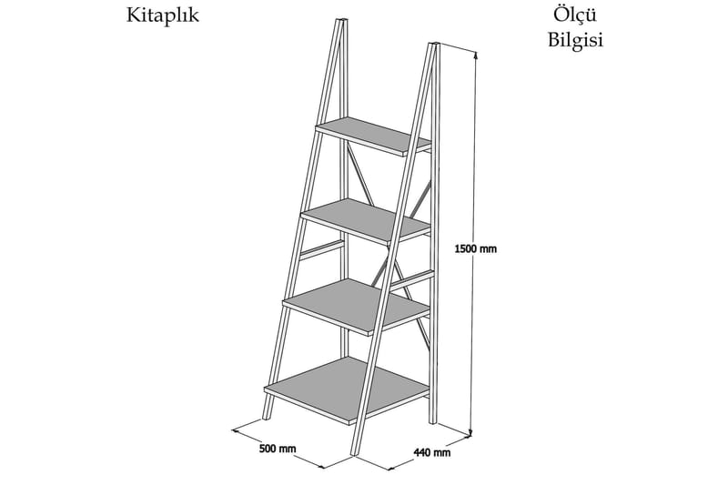 Puqa Design bogreol - Valnød / sort - Stigereol