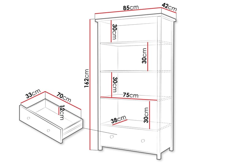 Storys Bogreol 85x42 cm - Sort - Opbevaring - Hylder & Reoler - Bogreol