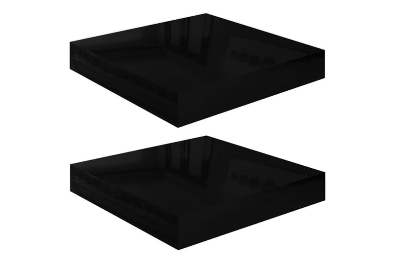 svævehylder 2 stk. 23x23,5x3,8 cm MDF sort højglans - Sort - Væghylde & vægreol