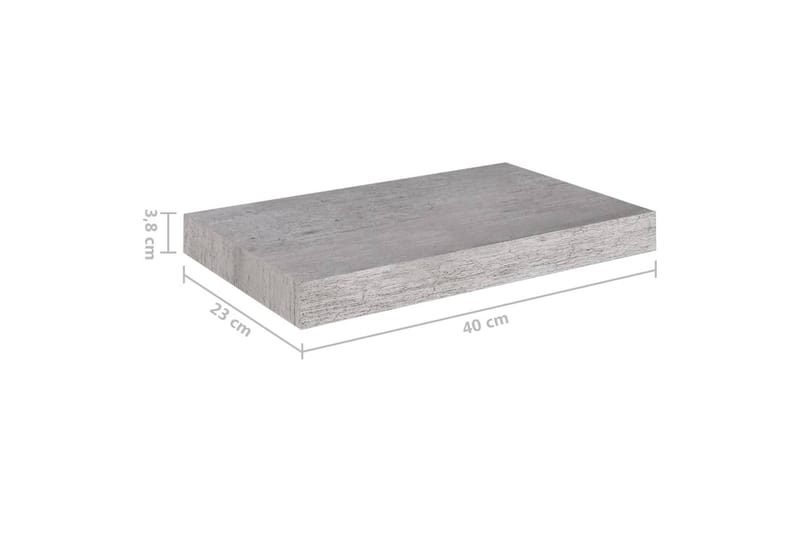 svævehylder 2 stk. 40x23x3,8 cm MDF betongrå - Grå - Opbevaring - Hylder & Reoler - Væghylde & vægreol