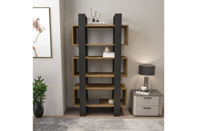 Thyric Bogreol 80 cm - Valnød/Antracit - Opbevaring - Hylder & Reoler - Bogreol