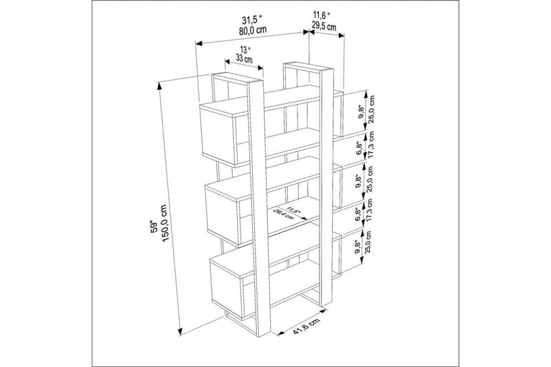 Thyric Bogreol 80 cm - Valnød/Antracit - Opbevaring - Hylder & Reoler - Bogreol