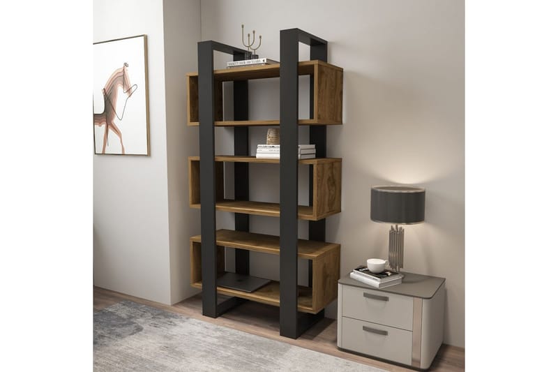 Thyric Bogreol 80 cm - Valnød/Antracit - Opbevaring - Hylder & Reoler - Bogreol