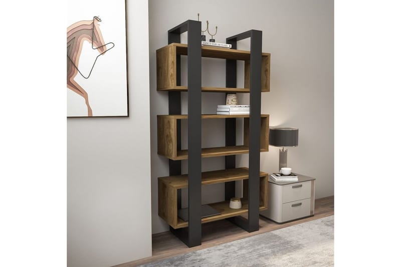 Thyric Bogreol 80 cm - Valnød/Antracit - Opbevaring - Hylder & Reoler - Bogreol