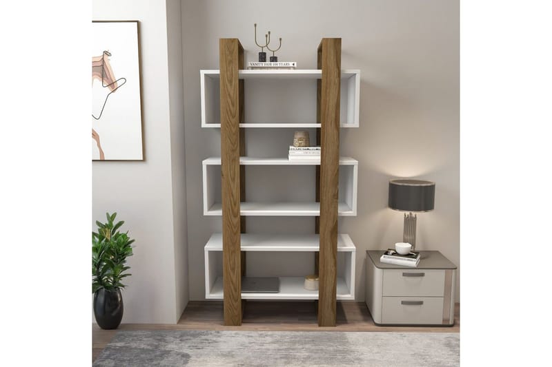 Thyric Bogreol 80 cm - Valnød/Hvid - Opbevaring - Hylder & Reoler - Bogreol
