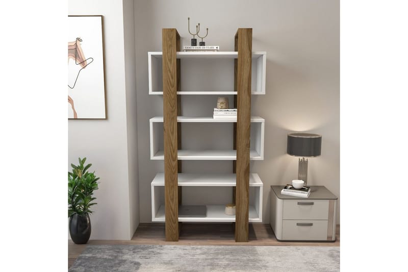 Thyric Bogreol 80 cm - Valnød/Hvid - Opbevaring - Hylder & Reoler - Bogreol