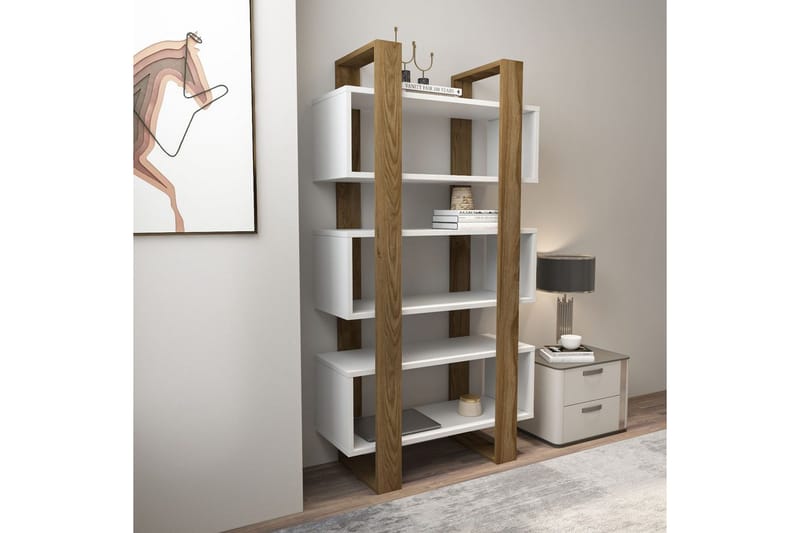 Thyric Bogreol 80 cm - Valnød/Hvid - Opbevaring - Hylder & Reoler - Bogreol