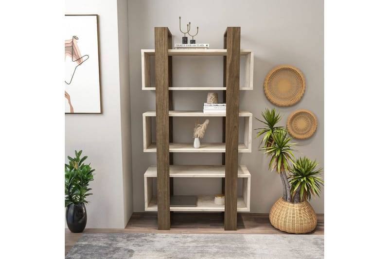 Thyric Bogreol 80 cm - Valnød/Travertin - Opbevaring - Hylder & Reoler - Bogreol