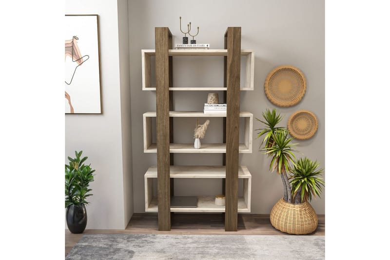 Thyric Bogreol 80 cm - Valnød/Travertin - Opbevaring - Hylder & Reoler - Bogreol