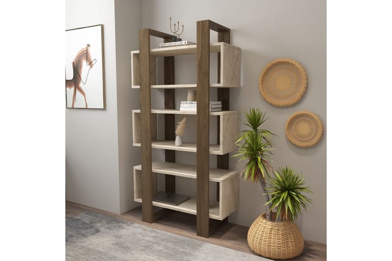 Thyric Bogreol 80 cm - Valnød/Travertin - Opbevaring - Hylder & Reoler - Bogreol