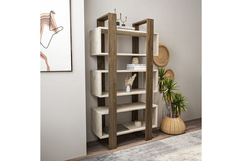 Thyric Bogreol 80 cm - Valnød/Travertin - Opbevaring - Hylder & Reoler - Bogreol