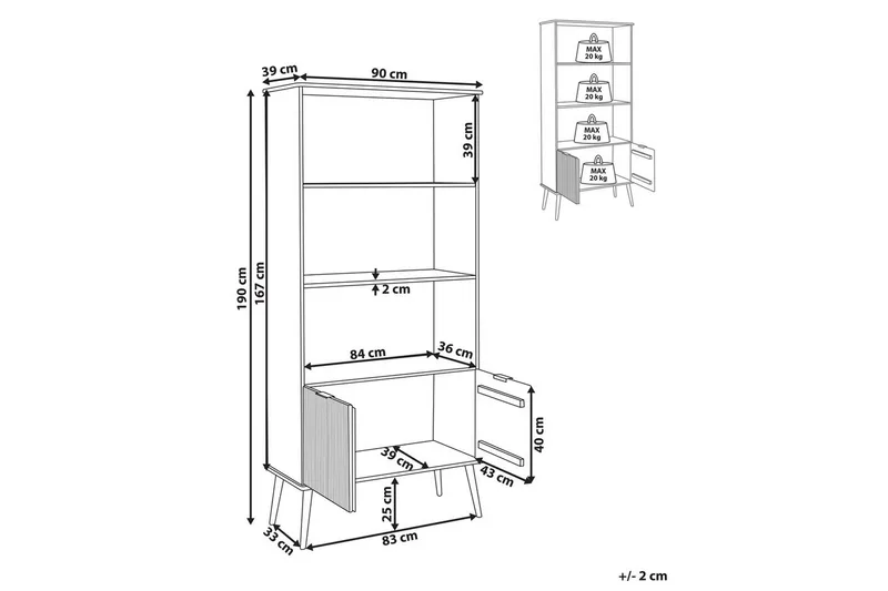 Timmins Bogreol 90 cm i Fyr - Lysebrun - Opbevaring - Hylder & Reoler - Bogreol