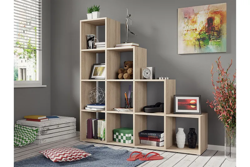 Triorana Reol 139 cm - Beige - Opbevaring - Hylder & Reoler - Bogreol