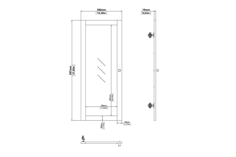 Trysil Dør til Reol 95,7 cm - Hvid - Opbevaring - Hylder & Reoler