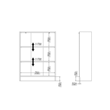 Trysil Reol 79 cm med 2 Hylder i Malet Træ - Hvid - Opbevaring - Hylder & Reoler - Bogreol
