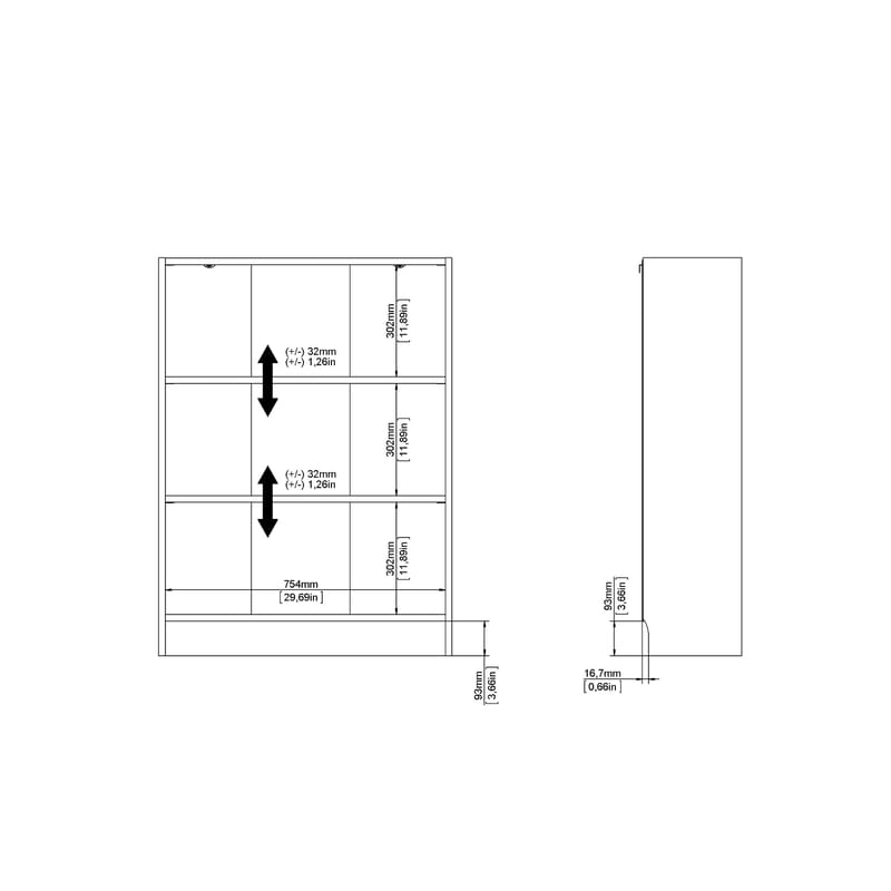 Trysil Reol 79 cm med 2 Hylder i Malet Træ - Hvid - Opbevaring - Hylder & Reoler - Bogreol