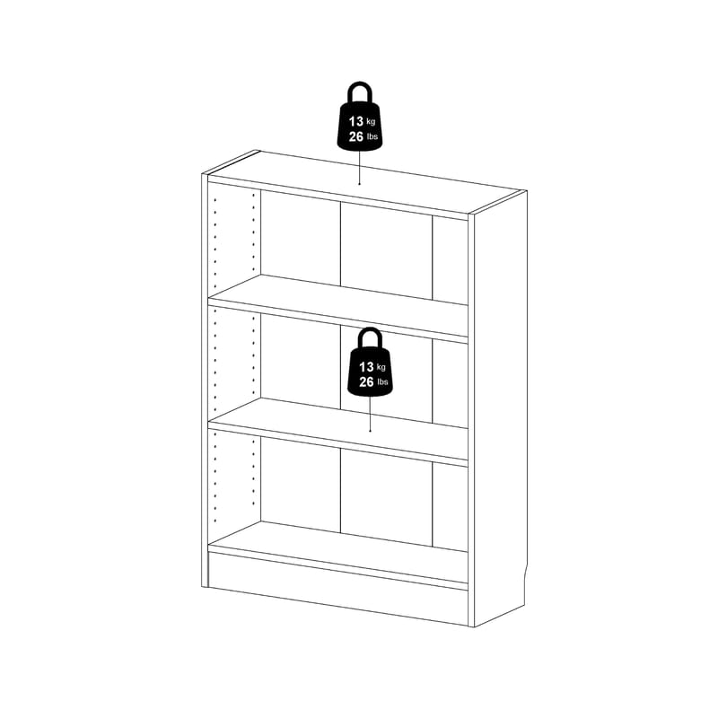 Trysil Reol 79 cm med 2 Hylder i Malet Træ - Hvid - Opbevaring - Hylder & Reoler - Bogreol