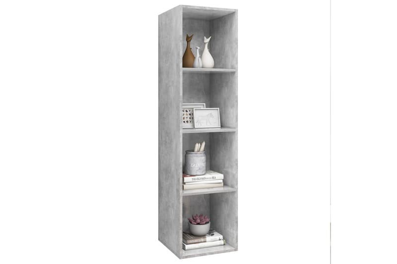 væghængt reol 37x37x142,5 cm spånplade betongrå - Grå - Opbevaring - Hylder & Reoler - Bogreol