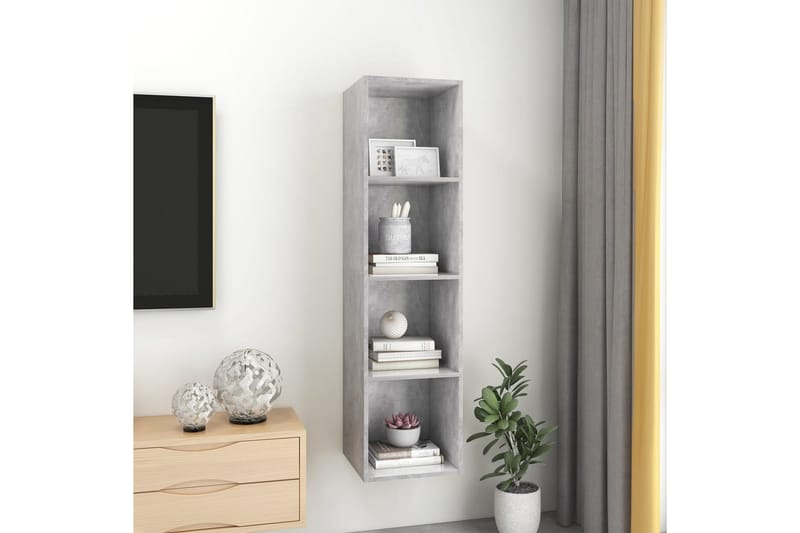 væghængt reol 37x37x142,5 cm spånplade betongrå - Grå - Opbevaring - Hylder & Reoler - Bogreol