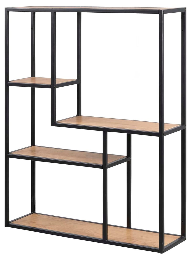 Væghylde HOME4YOU Seaford 75x20x91 cm Eg - vild eg-look med sort stel - Opbevaring - Hylder & Reoler - Væghylde & vægreol