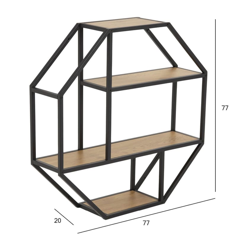 Væghylde HOME4YOU Seaford 77x20x77 cm natur - naturligt/vildt egetræslook - Opbevaring - Hylder & Reoler - Væghylde & vægreol