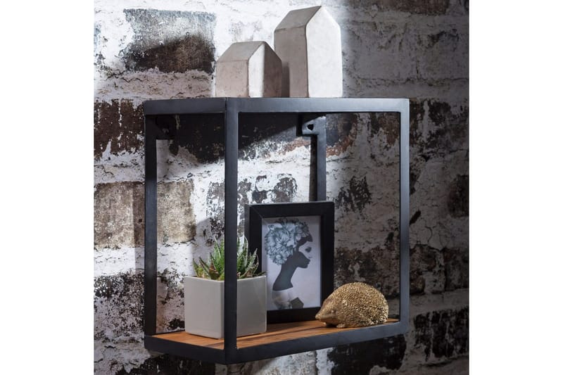 Vægreol Wohnling Puri massivt træ metalramme vægmonteret industriel - Opbevaring - Hylder & Reoler - Væghylde & vægreol