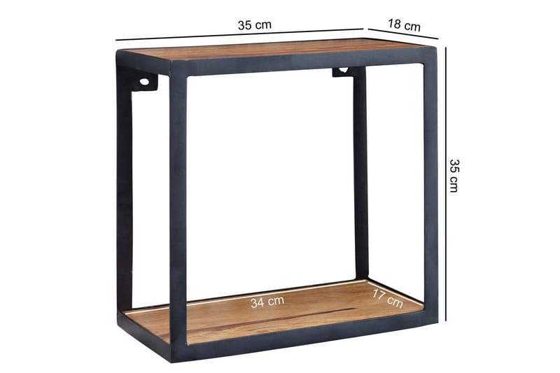 Vægreol Wohnling Puri massivt træ metalramme vægmonteret industriel - Opbevaring - Hylder & Reoler - Væghylde & vægreol