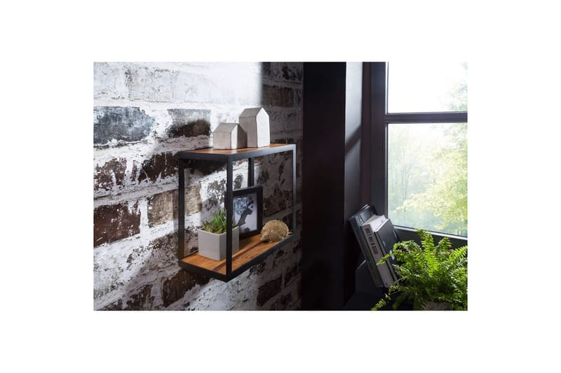 Vægreol Wohnling Puri massivt træ metalramme vægmonteret industriel - Opbevaring - Hylder & Reoler - Væghylde & vægreol