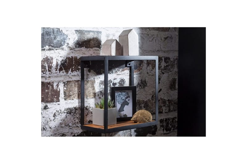 Vægreol Wohnling Puri massivt træ metalramme vægmonteret industriel - Opbevaring - Hylder & Reoler - Væghylde & vægreol