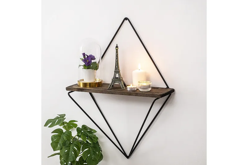 Amstelveen Hylde 15x27 cm, Sort / valnød