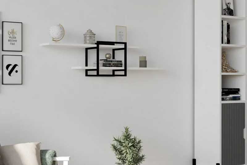 Andifli Væghylde 120x30 cm - Hvid - Opbevaring - Hylder & Reoler - Væghylde & vægreol