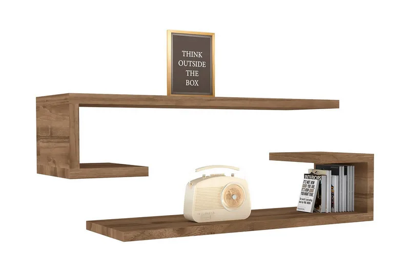 Andifli Væghylde 60x15 cm - Brun - Opbevaring - Hylder & Reoler - Væghylde & vægreol