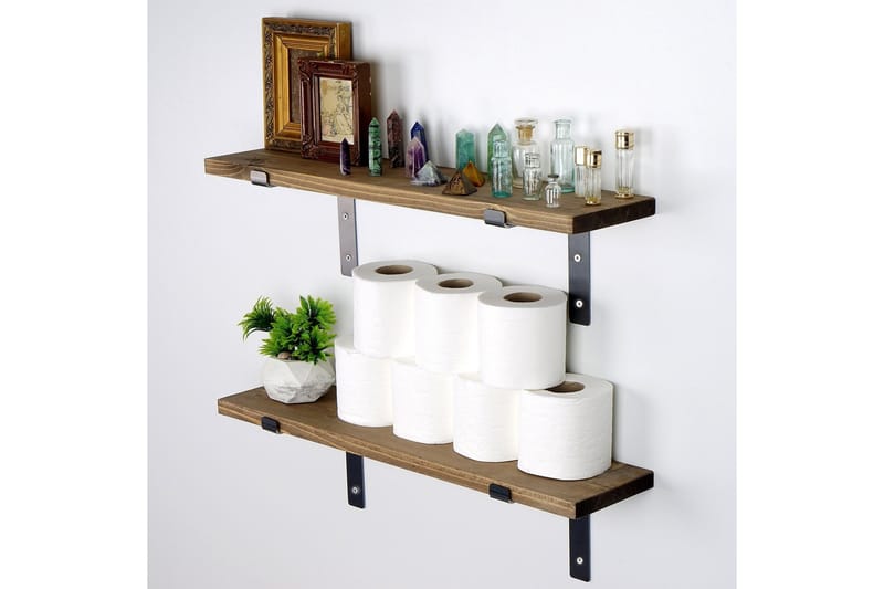 Bogel Væghylde 60 cm - Sort/Valnød - Opbevaring - Hylder & Reoler - Væghylde & vægreol