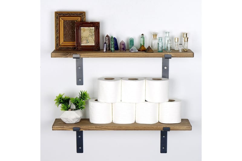 Bogel Væghylde 60 cm - Sort/Valnød - Opbevaring - Hylder & Reoler - Væghylde & vægreol