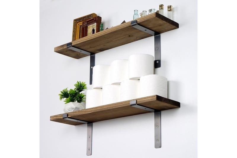 Bogel Væghylde 60 cm - Sort/Valnød - Opbevaring - Hylder & Reoler - Væghylde & vægreol