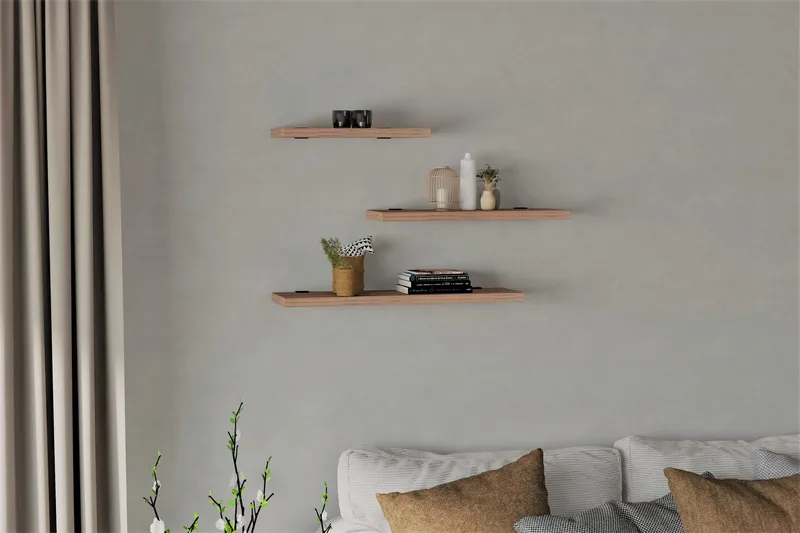 Cordin Væg Hylde 2x30 cm 3 stk, Natur