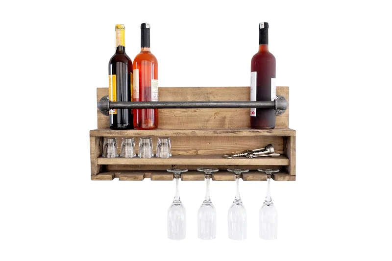 Crystalann Væghylde 60 cm, Valnød/Sort