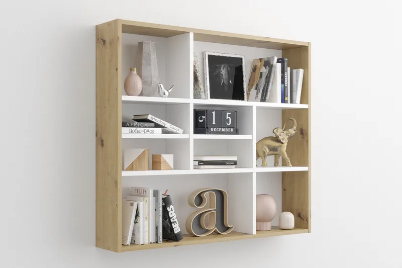 Delphie Væghylde 90 cm, Brun/Hvid