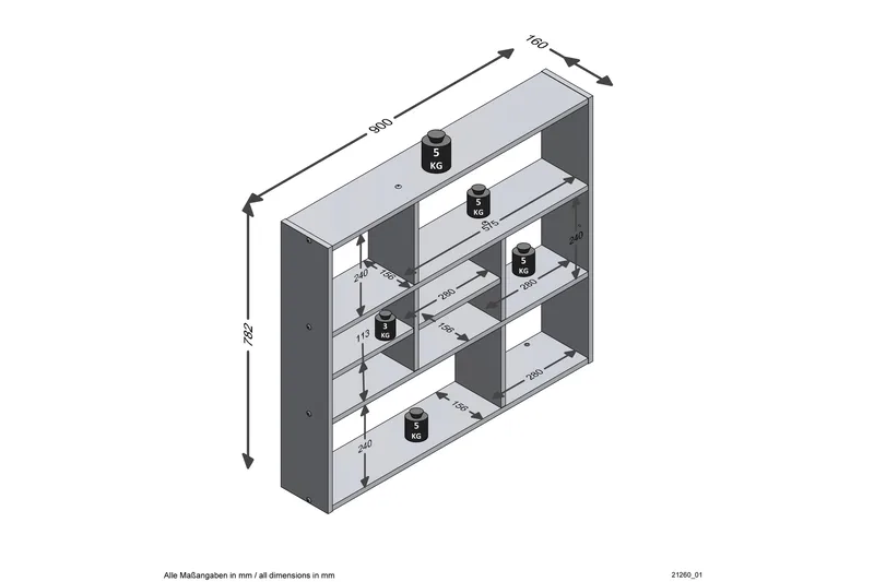 Delphie Væghylde 90 cm - Brun/Hvid - Opbevaring - Hylder & Reoler - Væghylde & vægreol
