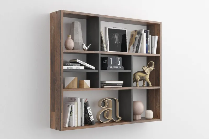 Delphie Væghylde 90 cm - Brun/Hvid - Opbevaring - Hylder & Reoler - Væghylde & vægreol