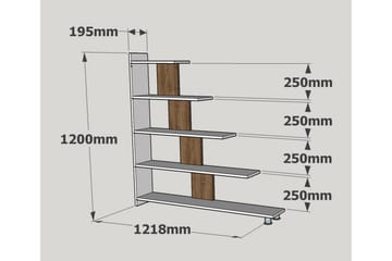 Elegancia Bogreol 120 cm i Mørkt Træ - Hvid|Brun - Opbevaring - Hylder & Reoler - Bogreol