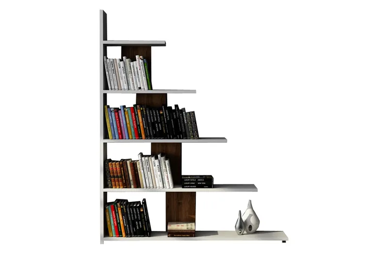 Elegancia Bogreol 120 cm i Mørkt Træ, Hvid|Brun