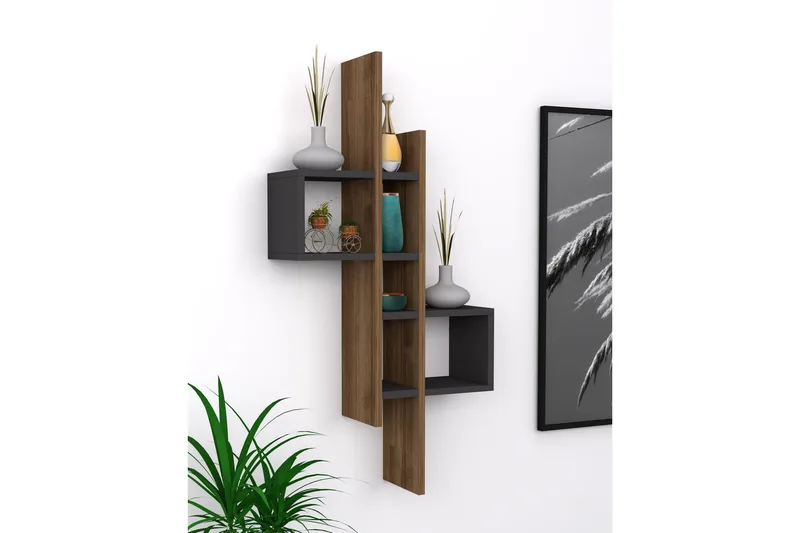 Estetal Hylde 54x20 cm 8 Hylder, Natur / antracit