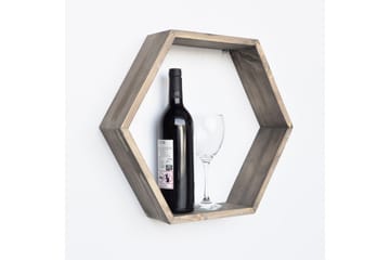 Evila Hexagon Vægreol i Træ - Brun - Opbevaring - Hylder & Reoler - Væghylde & vægreol