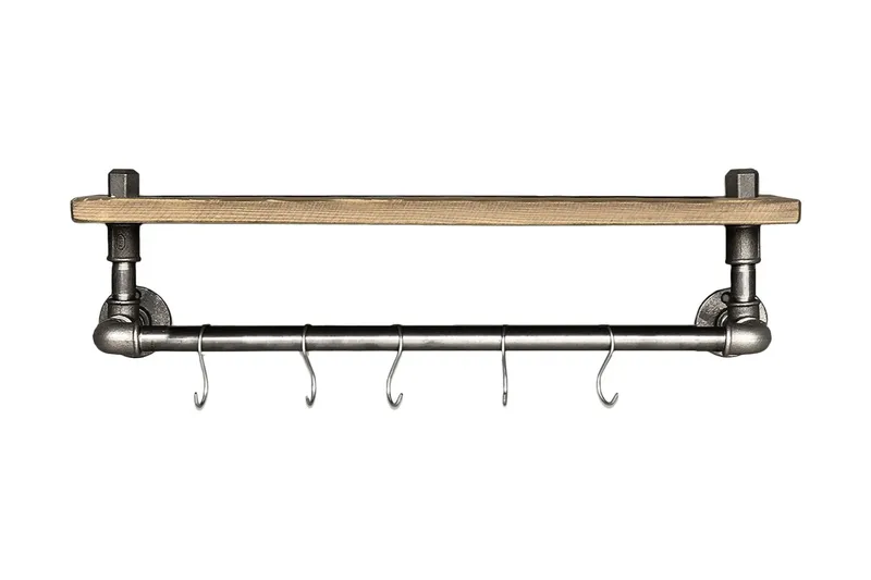 Evila køkkenhylde Rør / Træ, Sort / træ