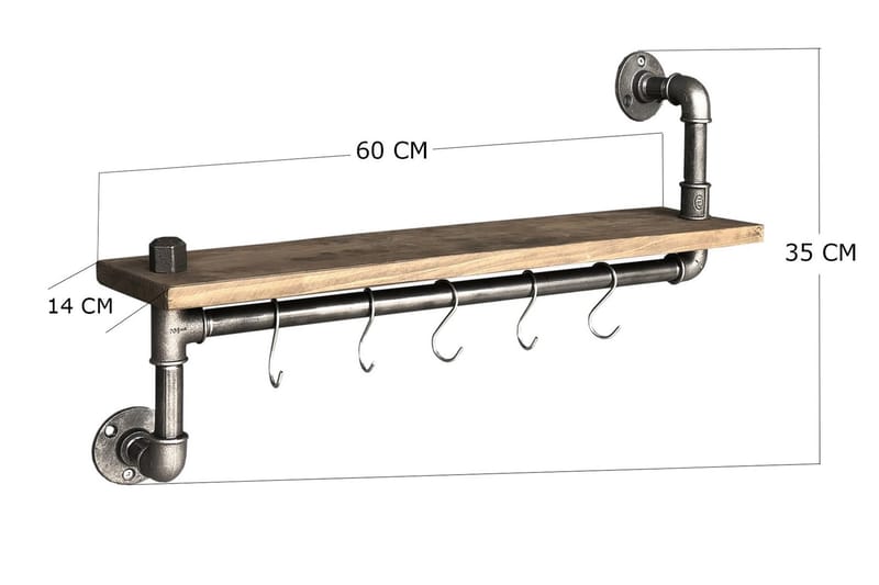 Evila køkkenhylde Rør / Træ - Sort / træ - Opbevaring - Tøjopbevaring - Knagerækker - Tøjstativ