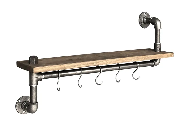 Evila køkkenhylde Rør / Træ, Sort / træ