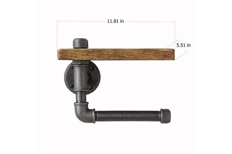 Evila Toiletpapirholder rør / træ - Sort / træ - Hus & renovering - Køkken & bad - Badeværelse - Badeværelsestilbehør - Toiletrulleholder