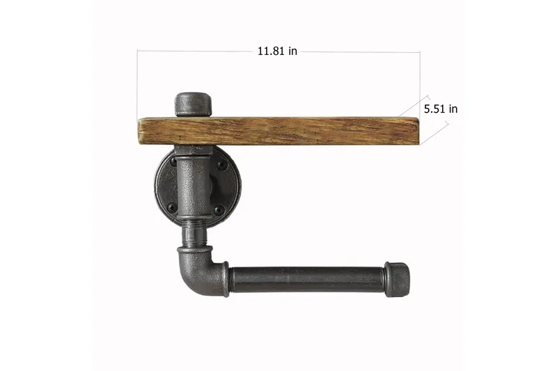 Evila Toiletpapirholder rør / træ - Sort / træ - Hus & renovering - Køkken & bad - Badeværelse - Badeværelsestilbehør - Toiletrulleholder